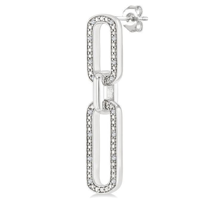Silver Bold Paperclip Diamond Fashion Earrings