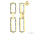 1/10 Ctw Bold Paperclip Round Cut Diamond Fashion Earrings in Yellow Gold Vermeil