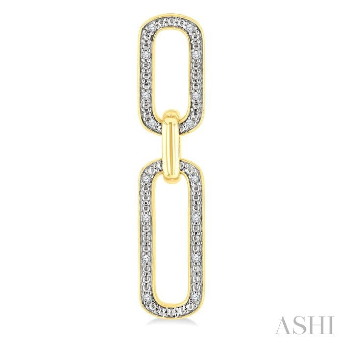 1/10 Ctw Bold Paperclip Round Cut Diamond Fashion Earrings in Yellow Gold Vermeil
