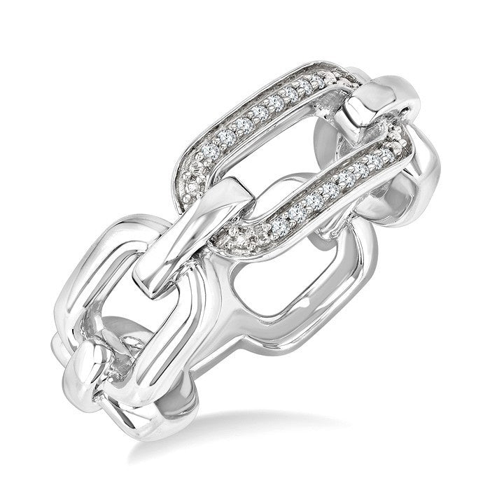 1/20 Ctw Bold Round Cut Diamond Paperclip Ring in Sterling Silver