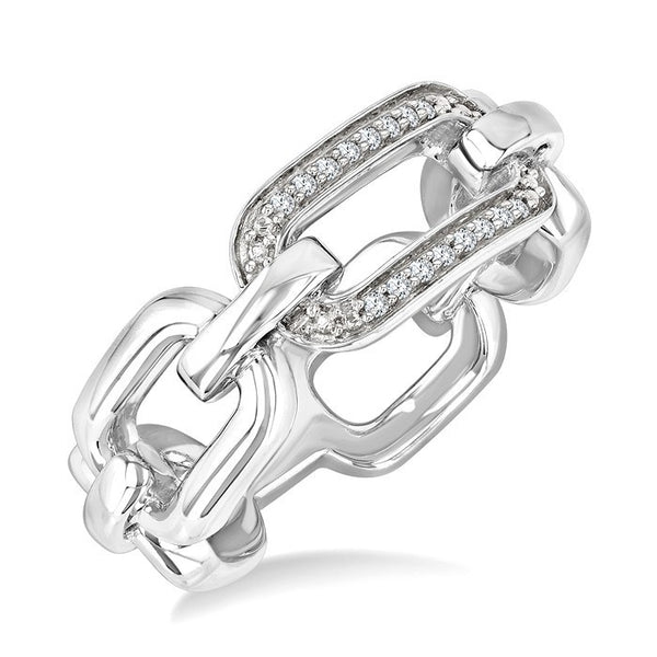 1/20 Ctw Bold Round Cut Diamond Paperclip Ring in Sterling Silver