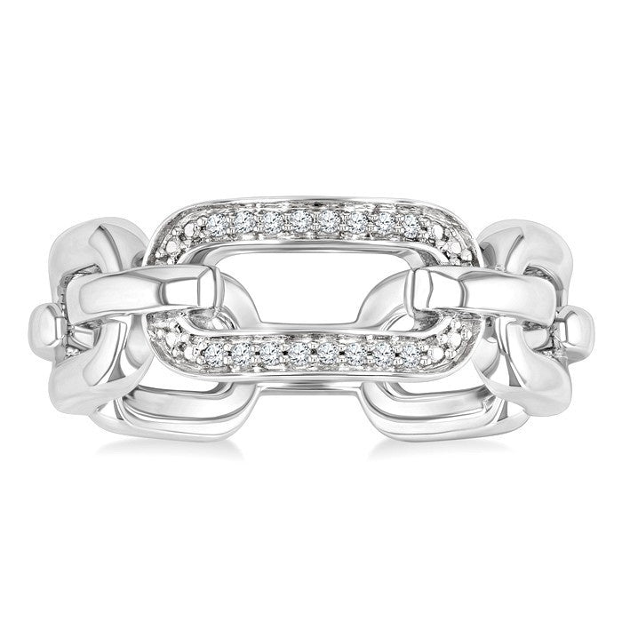 1/20 Ctw Bold Round Cut Diamond Paperclip Ring in Sterling Silver