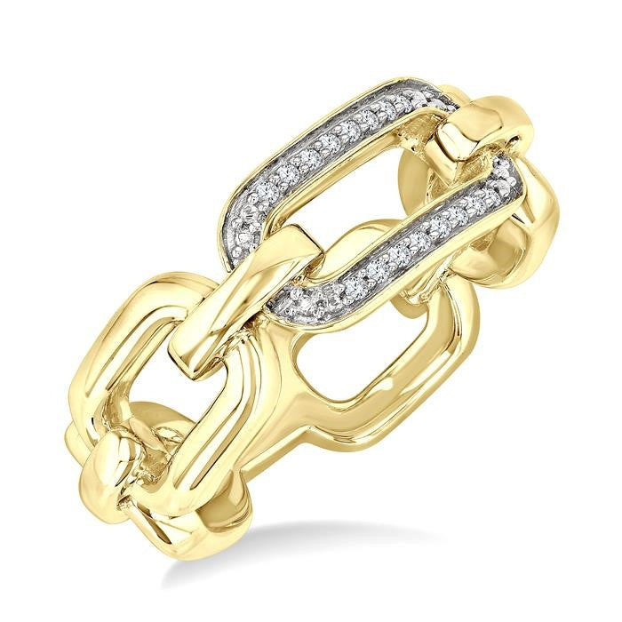 1/20 Ctw Bold Paperclip Round Cut Diamond Fashion Ring in Yellow Gold Vermeil