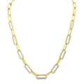 1/4 Ctw Bold Paperclip Round Cut Diamond Necklace in Yellow Gold Vermeil