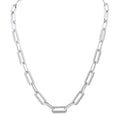 Silver Bold Paperclip Diamond Necklace