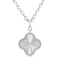 1/10 Ctw Clover Fluted Medallion Round Cut Diamond Pirouette Pendant With Chain in Sterling Silver