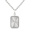 Silver Rectangle Fluted Medallion Diamond Pendant