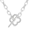 1/10 Ctw Round Cut Diamond Open Window Clover Toggle Fashion Necklace in Sterling Silver