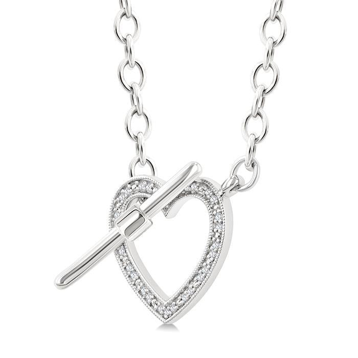 Silver Heart Toggle Diamond Fashion Necklace