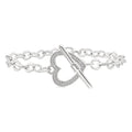 Silver Heart Toggle Diamond Fashion Bracelet