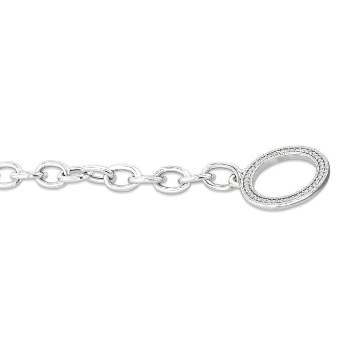 1/10 Ctw Circle Toggle Round Cut Diamond Fashion Bracelet in Sterling Silver