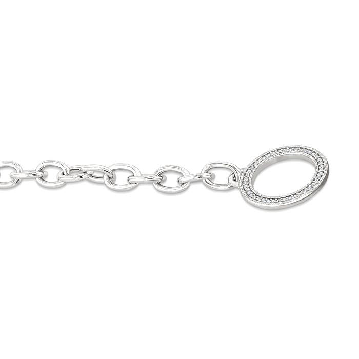 Silver Circle Toggle Diamond Fashion Bracelet