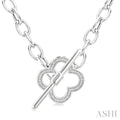 1/10 Ctw Round Cut Diamond Open Window Clover Toggle Fashion Necklace in Sterling Silver