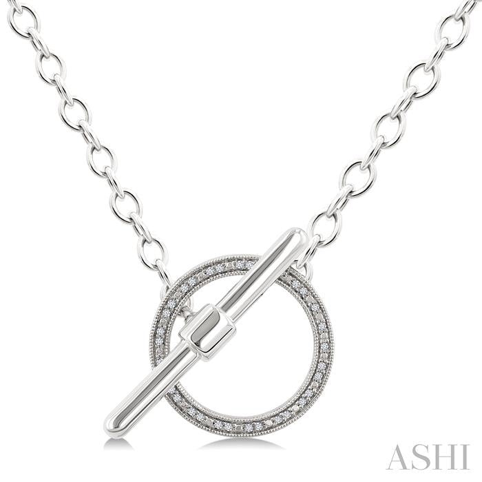 1/10 Ctw Circle Toggle Round Cut Diamond Fashion Necklace in Sterling Silver