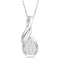 1/8 Ctw Pear Shape Shine Bright Entwined Wire Round Cut Diamond Pendant With Link Chain in 14K White Gold