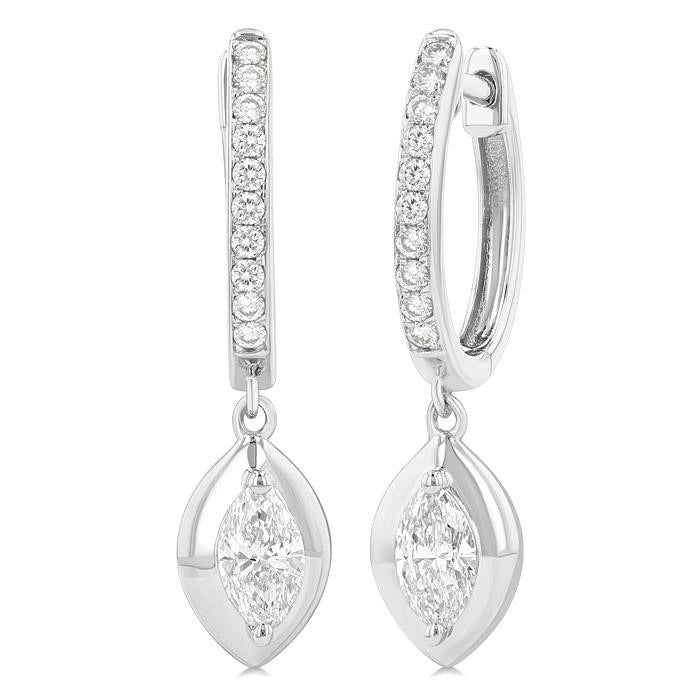 Marquise Shape Diamond Huggie Fashion Earrings