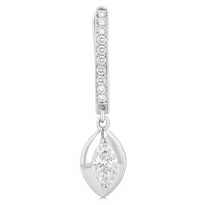 Marquise Shape Diamond Huggie Fashion Earrings