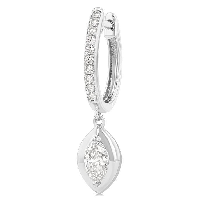 Marquise Shape Diamond Huggie Fashion Earrings
