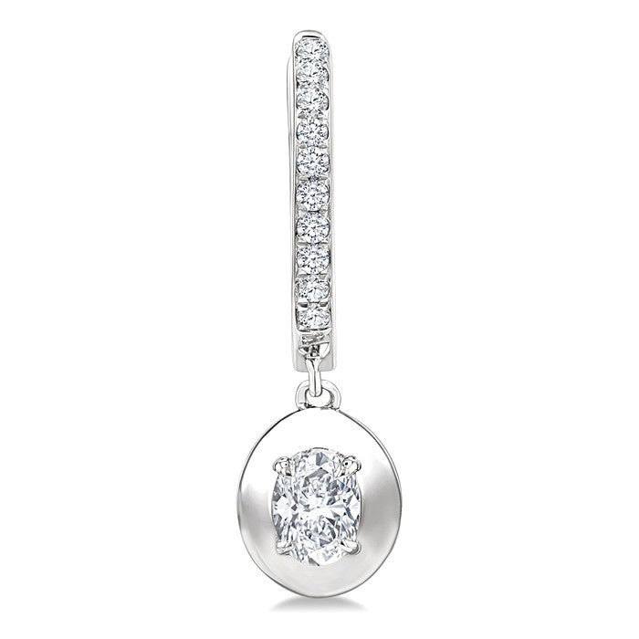 1/2 Ctw Oval Shape Dome Round Cut Diamond Fashion Huggie Earrings in 14K White Gold