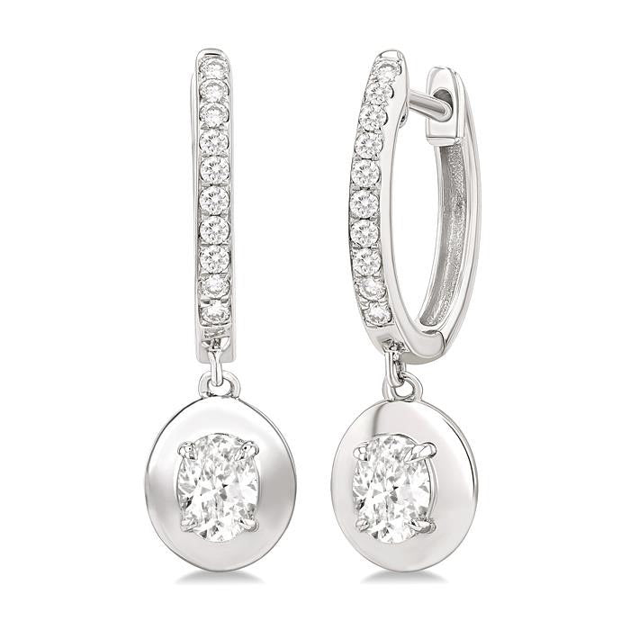 Oval Shape Diamond Huggie Fashion Earrings