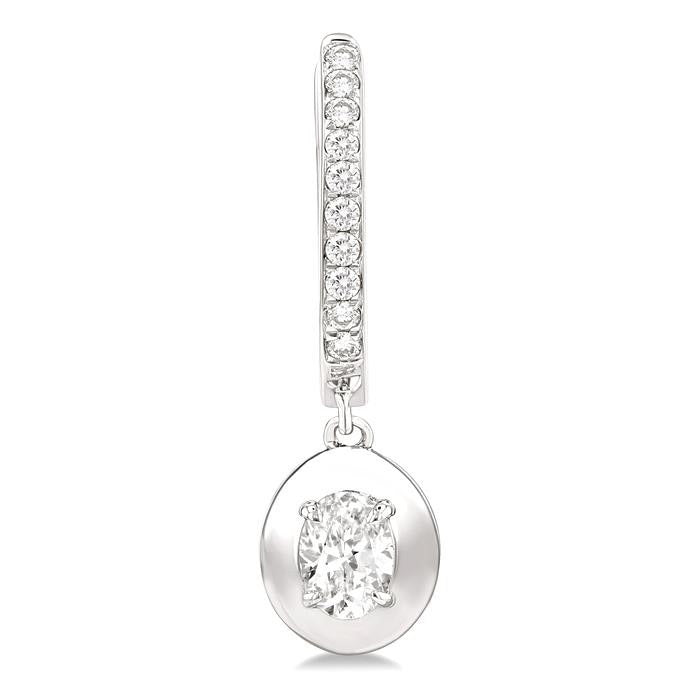 Oval Shape Diamond Huggie Fashion Earrings