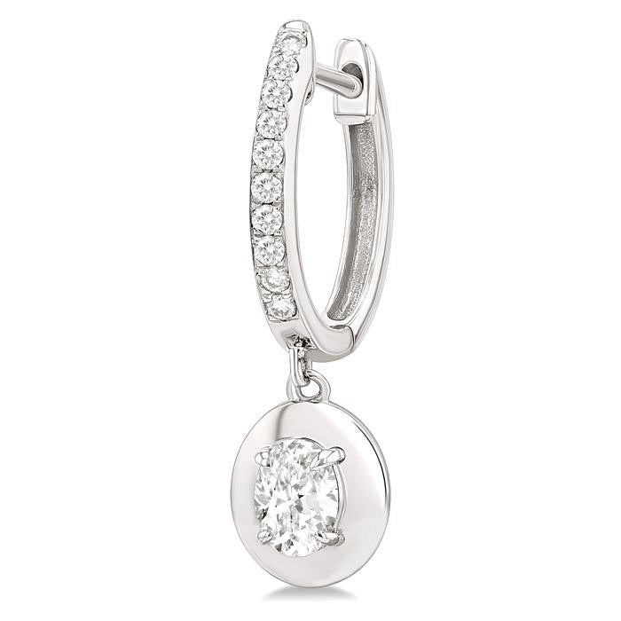 Oval Shape Diamond Huggie Fashion Earrings