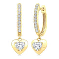 1/2 Ctw Heart Shape Dome Round Cut Diamond Fashion Huggie Earrings in 14K Yellow Gold