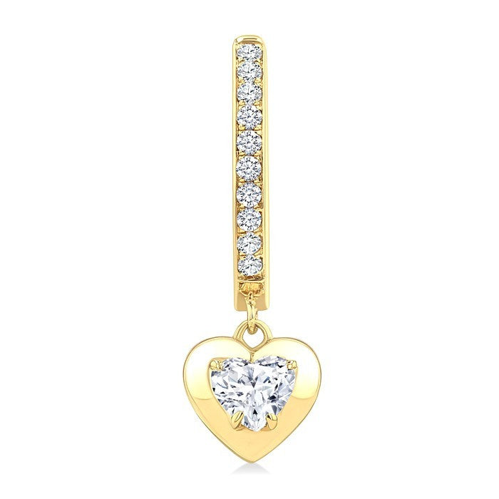 1/2 Ctw Heart Shape Dome Round Cut Diamond Fashion Huggie Earrings in 14K Yellow Gold