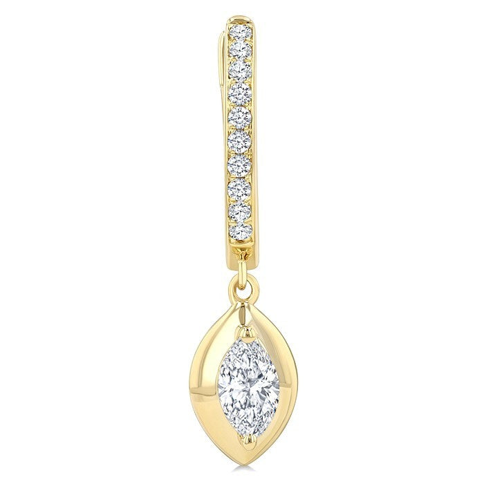 1/2 Ctw Marquise Shape Dome Round Cut Diamond Fashion Huggie Earrings in 14K Yellow Gold