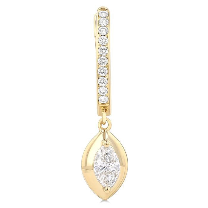 Marquise Shape Diamond Huggie Fashion Earrings