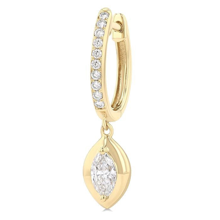 Marquise Shape Diamond Huggie Fashion Earrings