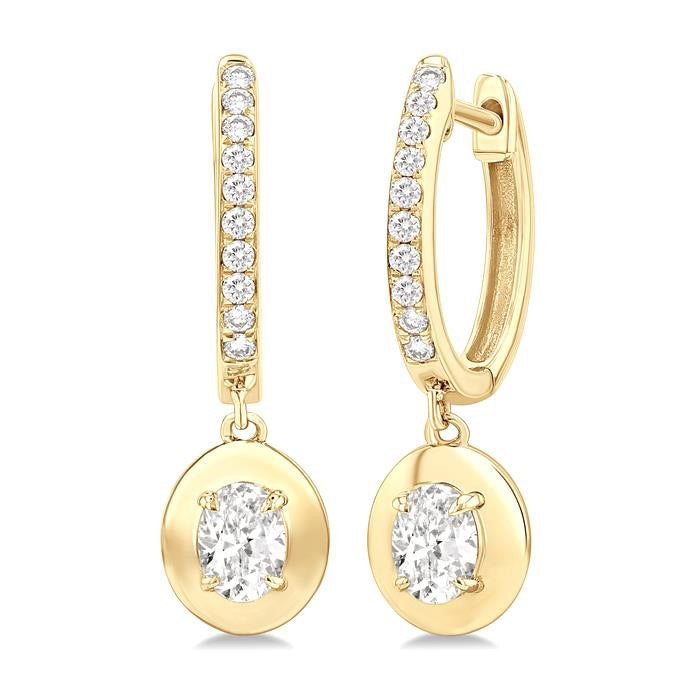 Oval Shape Diamond Huggie Fashion Earrings