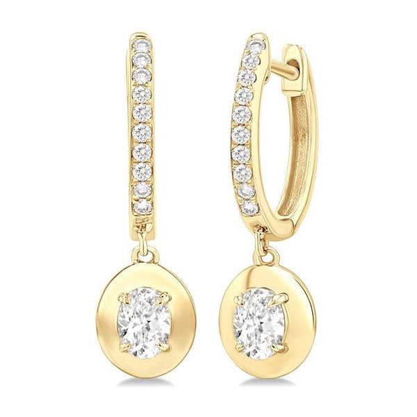 Oval Shape Diamond Huggie Fashion Earrings