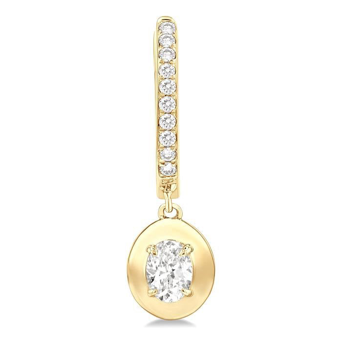 Oval Shape Diamond Huggie Fashion Earrings