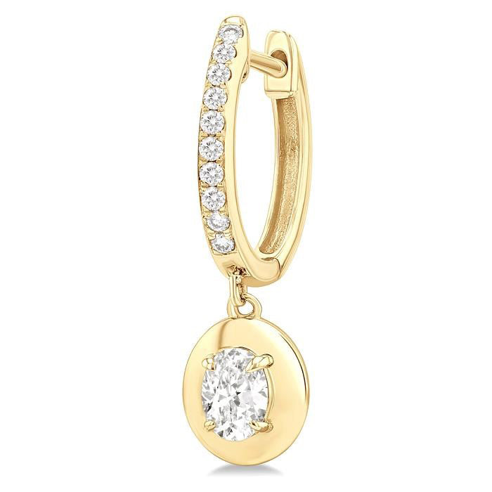 Oval Shape Diamond Huggie Fashion Earrings