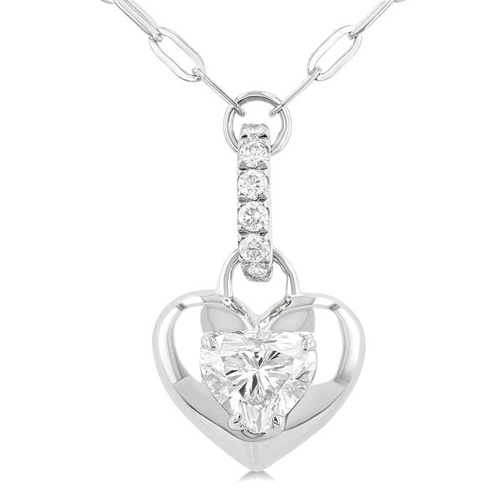 Aurora Poppy Heart Shape Paperclip Diamond Fashion Pendant