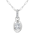 1/4 Ctw Dome Oval and Round Cut Diamond Fashion Pendant With Paperclip Chain in 14K White Gold
