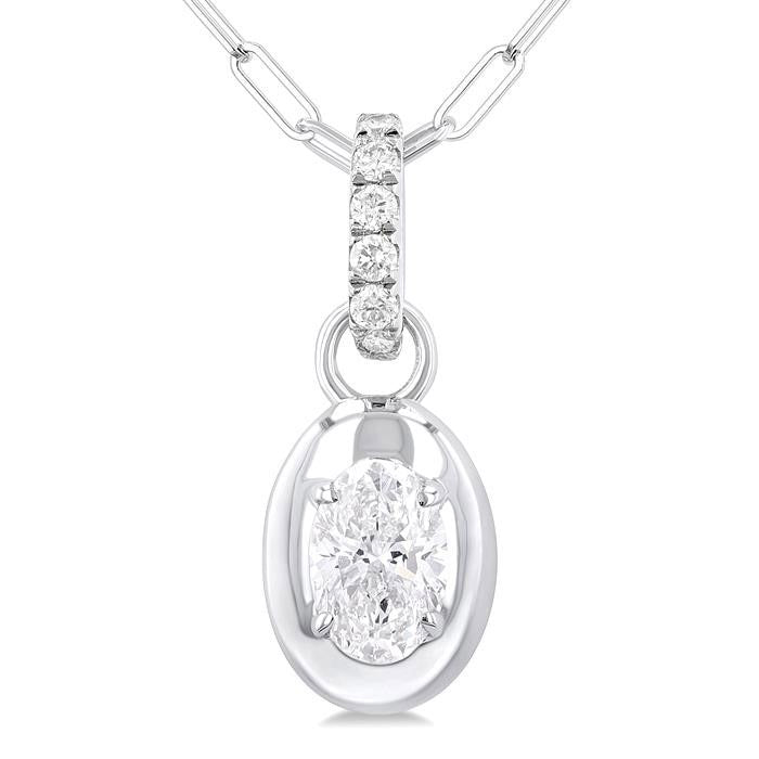 Wisteria Kaia Oval Shape Paperclip Diamond Fashion Pendant