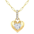 1/4 Ctw Dome Heart and Round Cut Diamond Fashion Pendant With Paperclip Chain in 14K Yellow Gold