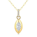 1/4 Ctw Dome Marquise and Round Cut Diamond Fashion Pendant With Paperclip Chain in 14K Yellow Gold