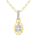 1/4 Ctw Dome Oval and Round Cut Diamond Fashion Pendant With Paperclip Chain in 14K Yellow Gold