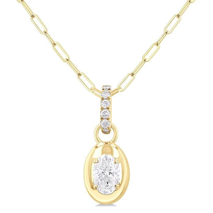 Couture Saffron Oval Shape Paperclip Diamond Fashion Pendant