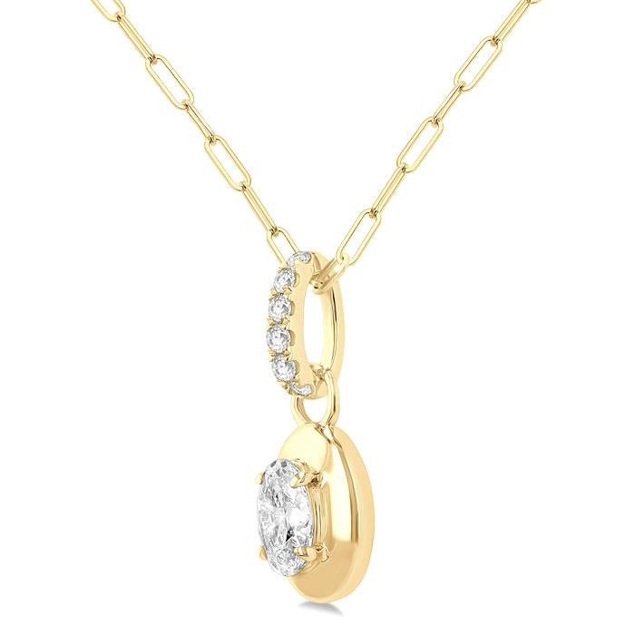 Couture Saffron Oval Shape Paperclip Diamond Fashion Pendant