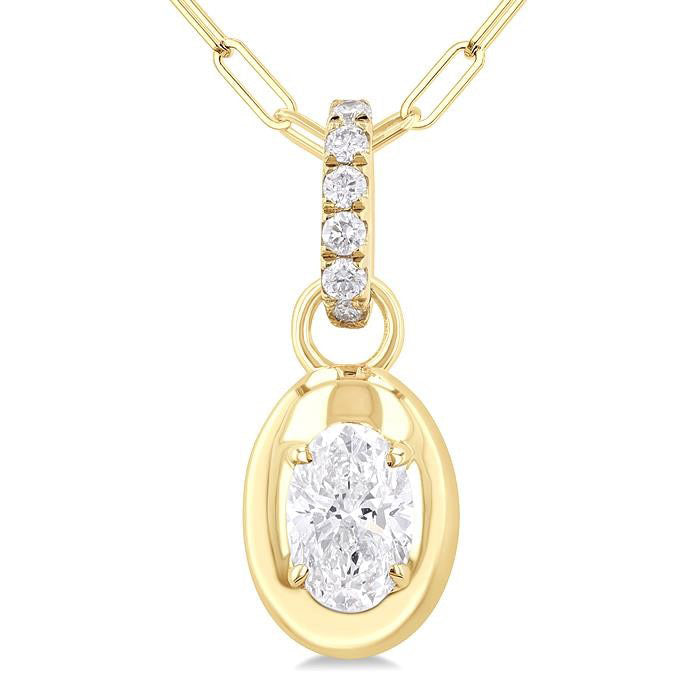 Couture Saffron Oval Shape Paperclip Diamond Fashion Pendant