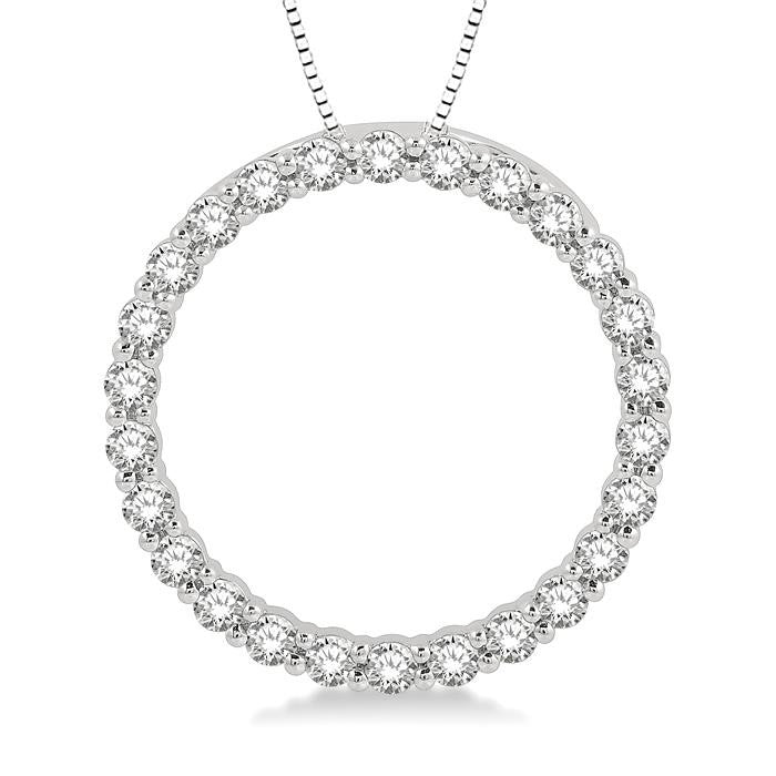 3/4 Ctw Circle of Love Round Cut Diamond Pendant With Chain in 14K White Gold