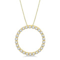 3/4 Ctw Circle of Love Round Cut Diamond Pendant With Chain in 14K Yellow Gold
