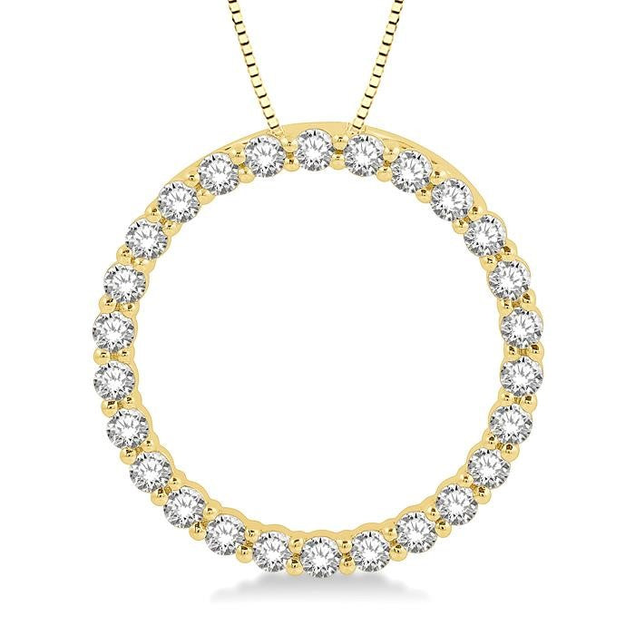 3/4 Ctw Circle of Love Round Cut Diamond Pendant With Chain in 14K Yellow Gold