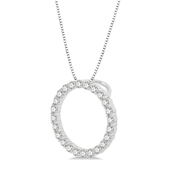 1/2 Ctw Circle of Love Round Cut Diamond Pendant With Chain in 14K White Gold
