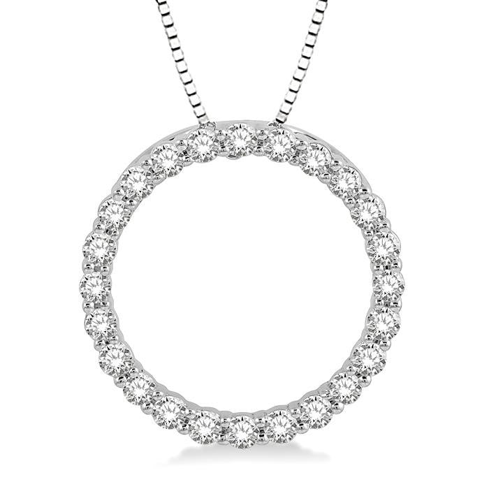 1/2 Ctw Circle of Love Round Cut Diamond Pendant With Chain in 14K White Gold
