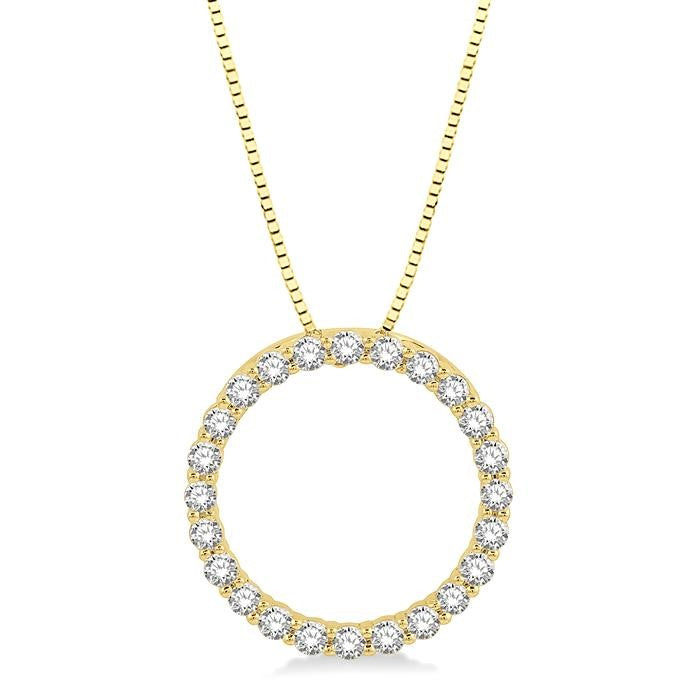 1/2 Ctw Circle of Love Round Cut Diamond Pendant With Chain in 14K Yellow Gold